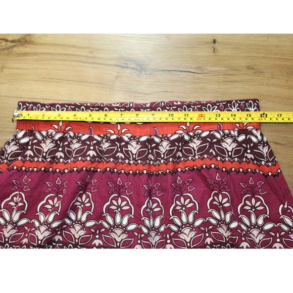 LOFT Boho Floral A-Line Skirt Multicolor Burgundy Orange White Women’s M - Picture 2 of 6